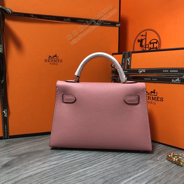 Hermes女包 愛馬仕kelly2代 Epsom金銀扣 全手縫 Hermes新款Mini kelly女包  am1791